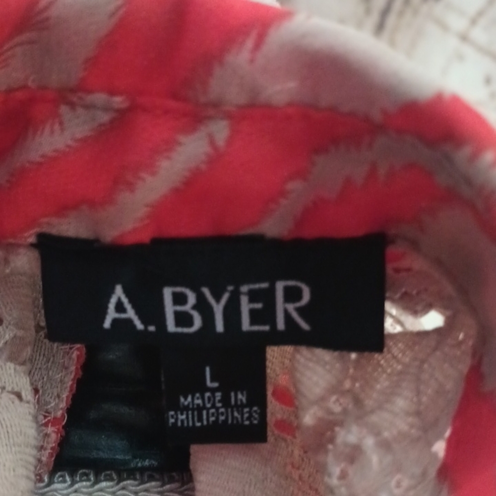 A. Byer Coral and Gray Zebra Print Blouse - Picture 2 of 5